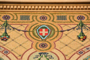Triest, Piazza dell‘Unità d‘Italia, Palazzo del Governo, Mosaiken an der Fassade